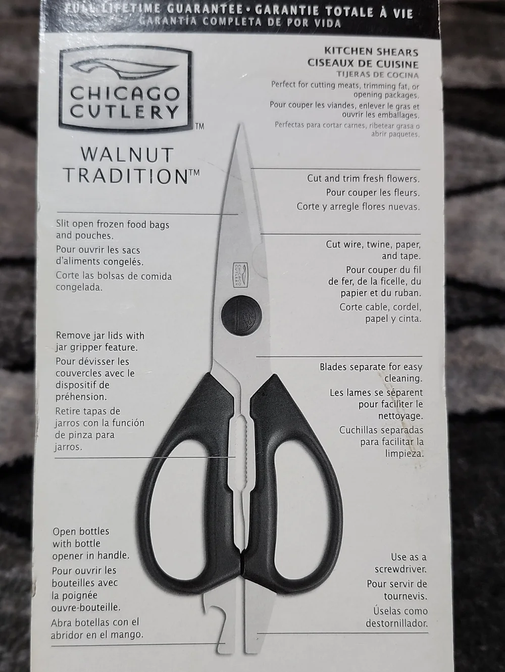 CHICAGO CUTLERY 2008 WALNUT TRADITION STAINLESS STEEL MULTI-PURPOSE SHEARS